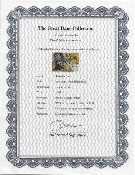 Highly Collectible and Rare Salvador Dali Original Lithograph from the 'Biblia Sacra' Suite