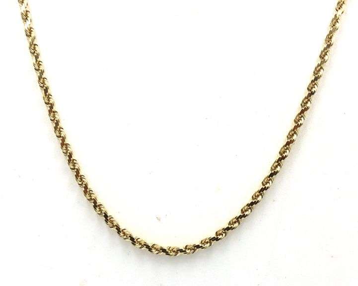 10kt Yellow gold rope chain necklace