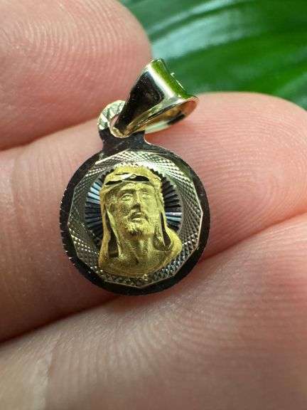 14k Tri-Color Gold Loving Father Sacrifice Christ Crucified Medallion Pendant