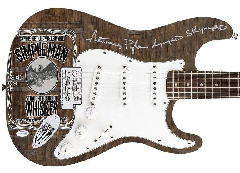 Lynyrd Skynyrd Artimus Pyle Autographed Photo Graphics Guitar Exact Proof ACOA