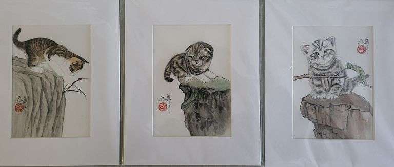 Quantity of 3 Extremely Collectable Oriental Original Painting