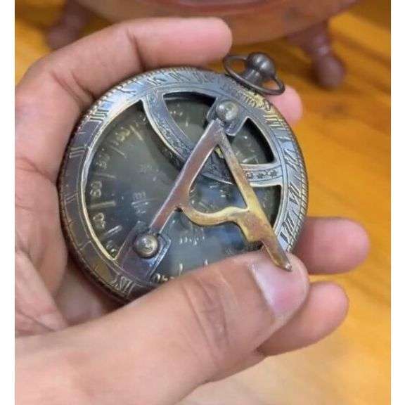 Brass Sundial Pocket Compass with Magnetic Needle