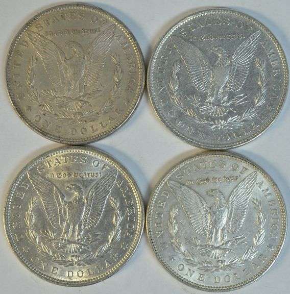 4 Diff. Flashy AU Morgan Silver Dollars 1882 to 1898