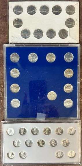 2 Gem BU Silver Jefferson War Nickel Sets & Mercury Dime short set