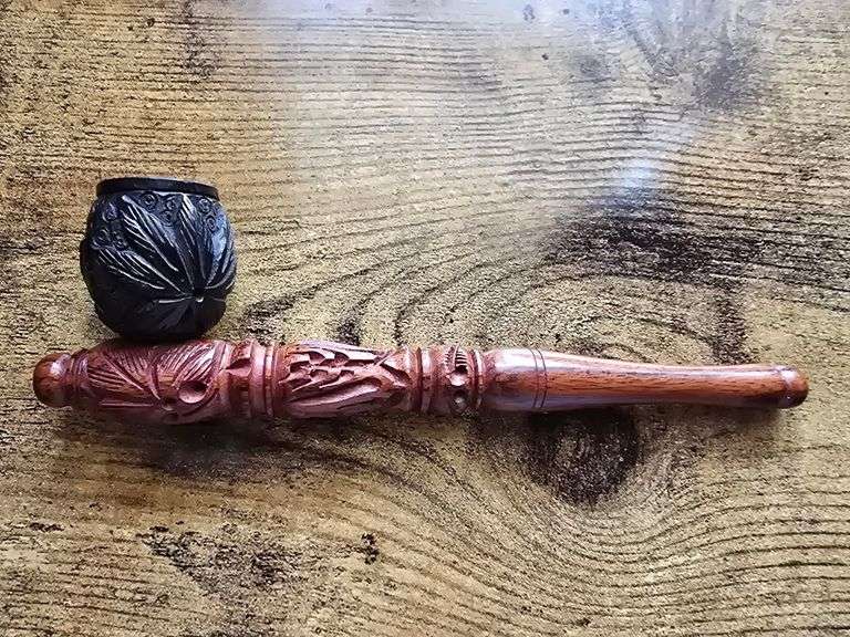 Carved Wooden Tobacco Pipe