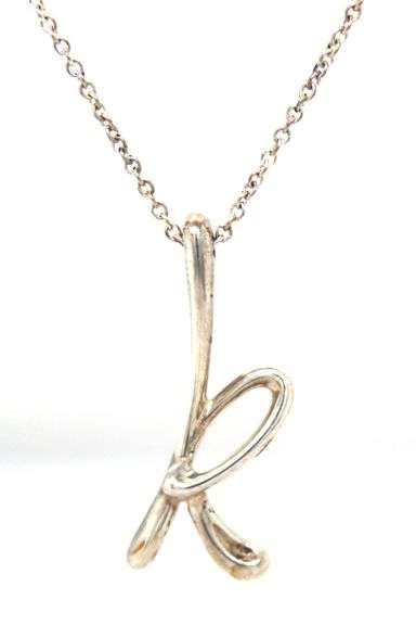 Tiffany & Co Alphabet letter K pendant on chain
