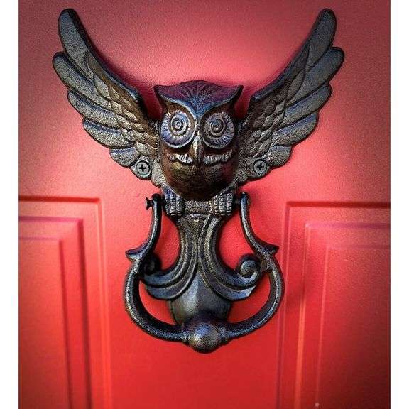Rustic Black Cast Iron Owl Door Knocker