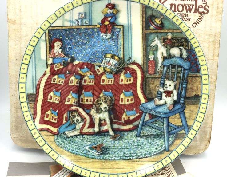 1991 Edwin M Knowles cozy county corners hide and seek dog plate