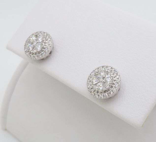 Diamond Halo Cluster Earrings