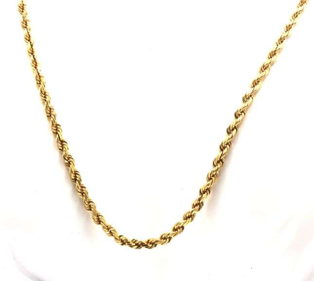 14kt Yellow gold rope chain necklace