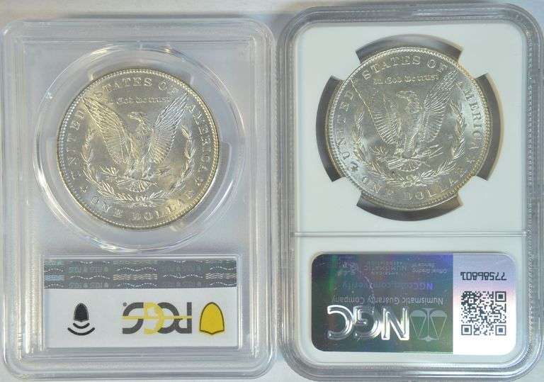 Near Gem BU MS64 1886 (PCGS) & 1887 Morgan Silver Dollars.