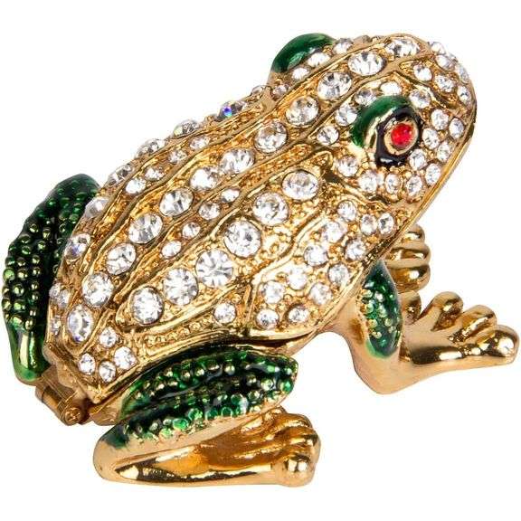 Hand-Painted Frog Trinket Box with Rhinestones