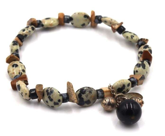 Jasper bracelet with 925 sterling silver charms