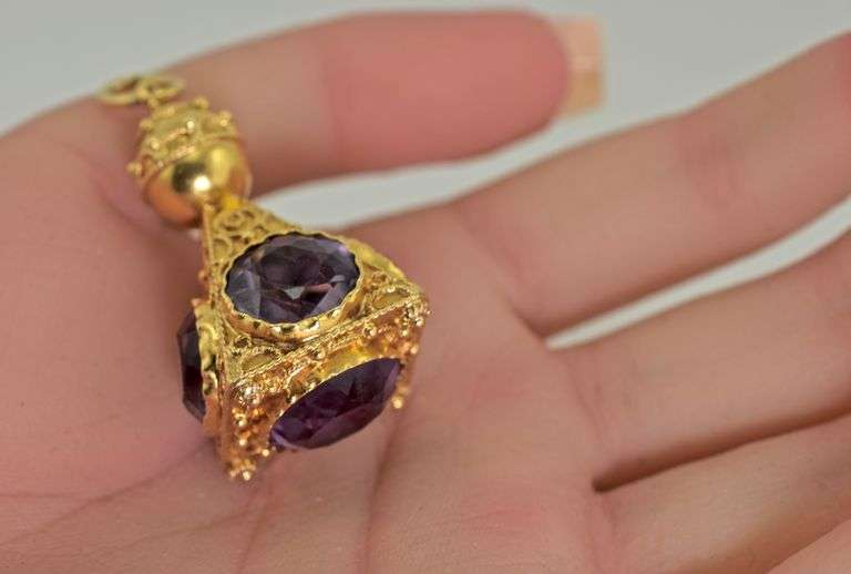 Fabulous 18K Antique Amethyst Watch Fob