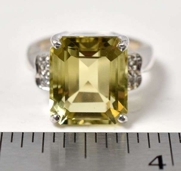 Citrine and CZ Gemstone Ring in Sterling Silver