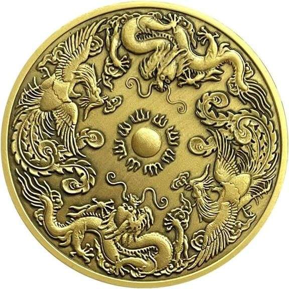 Bronze Dragon and Phoenix Lucky Coin