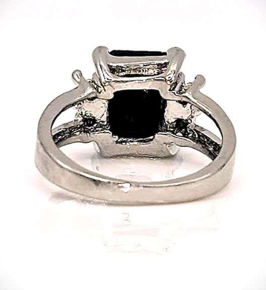 Dazzling 4.25 Ct Emerald Cut Silk Black Lab Simulated Diamond Ring