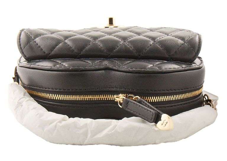 Chanel Black Lambskin Quilted CC In Love Heart Bag