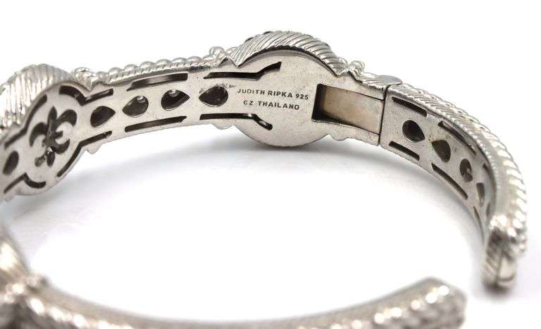Judith Ripka signed 925 sterling silver turquoise cuff bangle