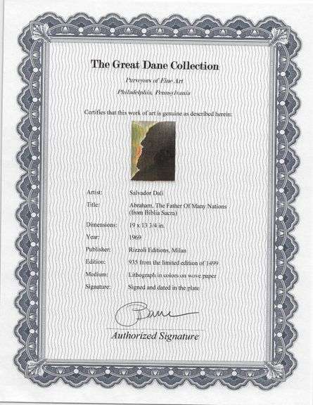 Highly Collectible and Rare Salvador Dali Original Lithograph from the 'Biblia Sacra' Suite