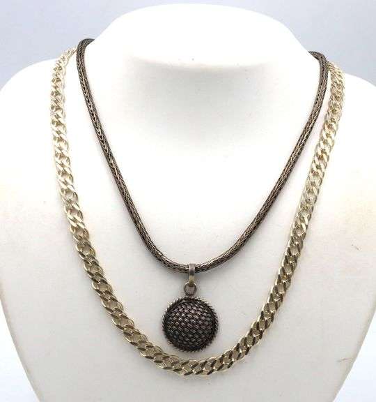 Group lot of 2 vintage 925 sterling silver necklaces