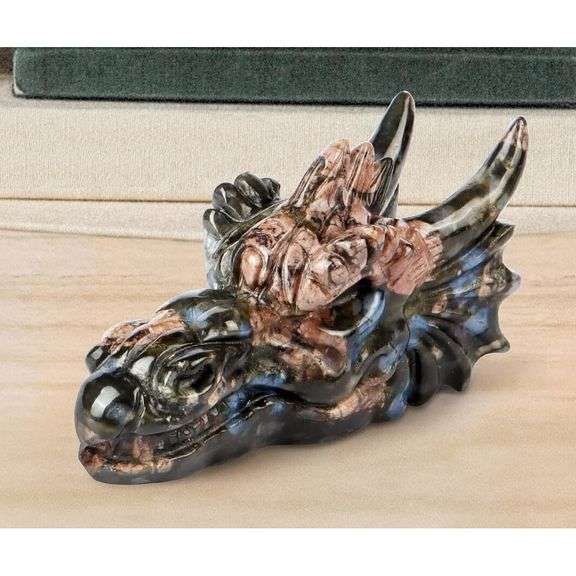 Hand-Carved Gemstone Dragon Head