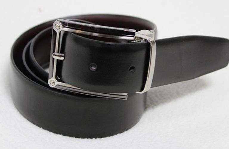 Reversable Buckle Leather Belt, Made In Italy