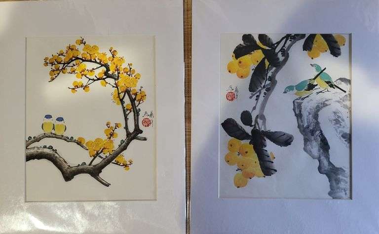 Quantity of 2 Extremely Collectable Oriental Original Painting , 14x11 matted