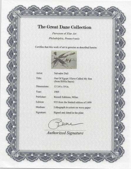 Highly Collectible and Rare Salvador Dali Original Lithograph from the 'Biblia Sacra' Suite