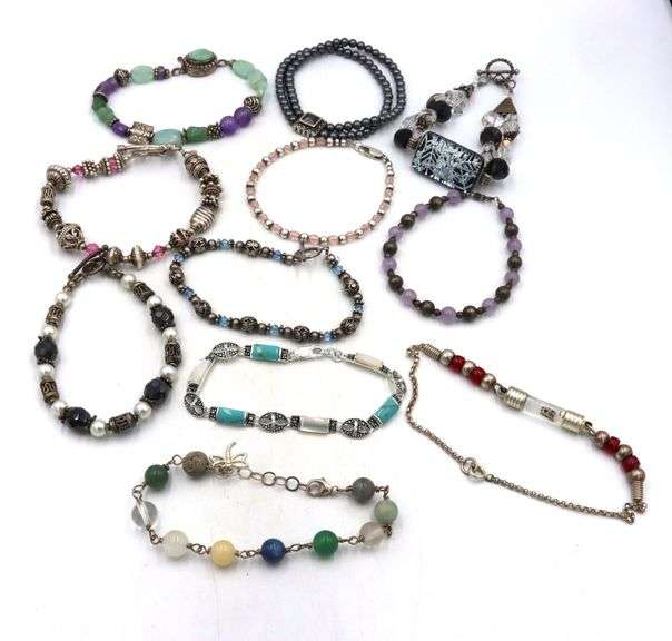 Group lot of 11 vintage 925 sterling silver bracelets