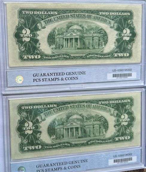 1953 C & 1963 $2 US Notes in Holders