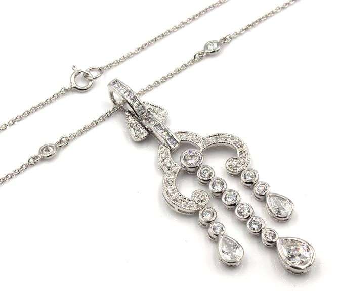 Set of 925 sterling silver cubic zirconia bracelet and necklace