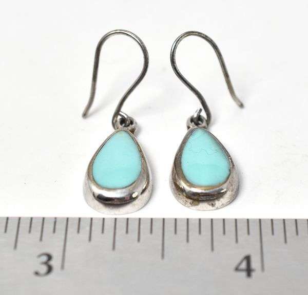 Turquoise Gemstone Dangle Earrings in Sterling Silver