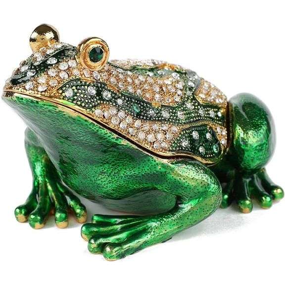 Hand-Painted Enamel Frog Trinket Box
