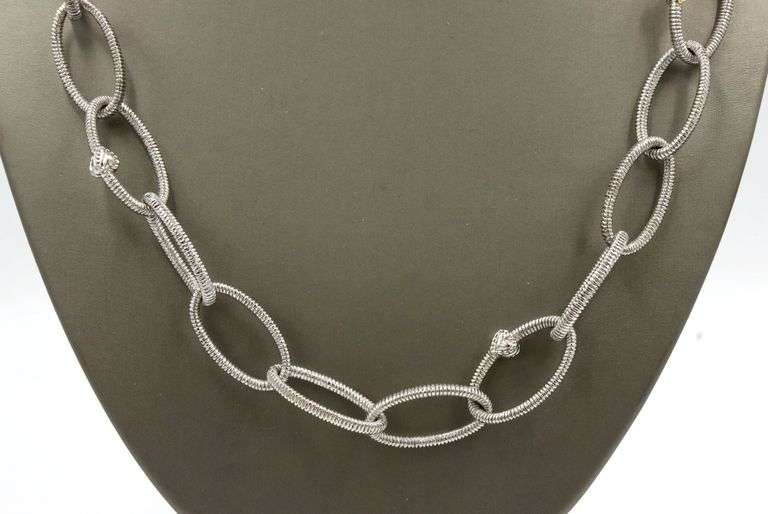 Judith Ripka 2 tone oval link chain necklace
