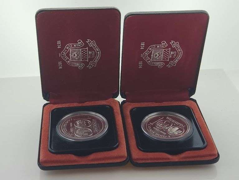 Lot of (2) 1974 Winnipeg Canadian Silver Dollars - OGP