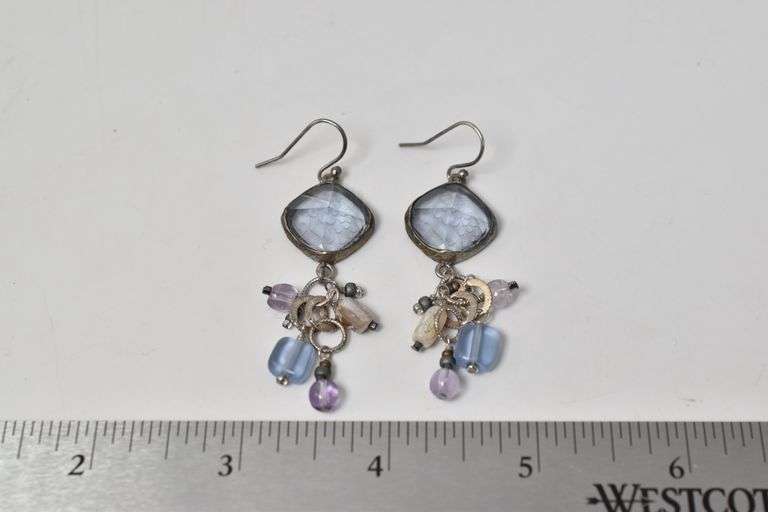 Beaded Dangle Earrings in Sterling Silver