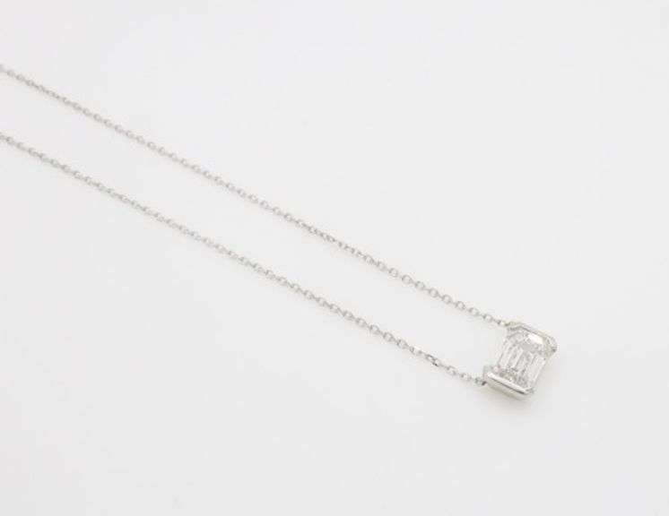 Emerald Cut Diamond Solitaire Necklace
