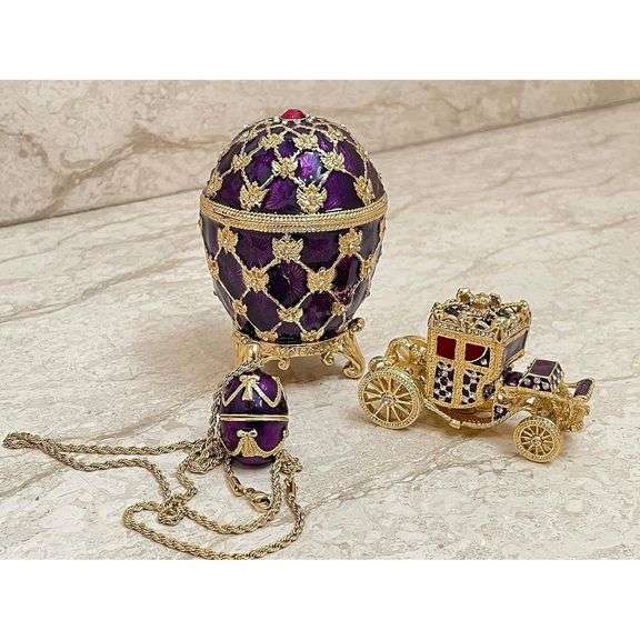 Handmade Purple Fabergé Egg Austrian Crystals