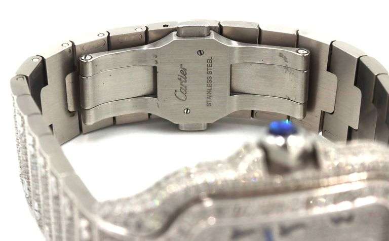 Cartier Santos automatic 40mm with aftermarket Iced out watch