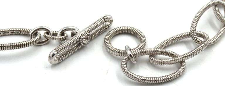 Judith Ripka 2 tone oval link chain necklace