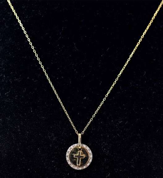 Diamond Cross Pendant Necklace in Vermeil Sterling Silver