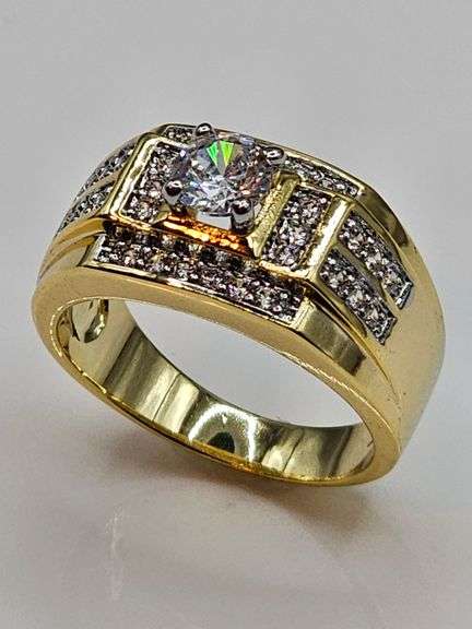 Men's 14 Kt Gold Plate 3.85 Cttw Lab Simulated Diamond Ring