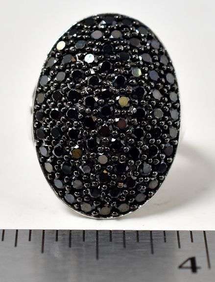 Black Spinel Gemstone Ring in Sterling Silver