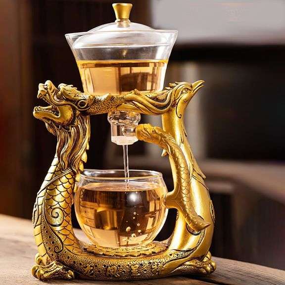 Golden Kungfu Dragon & Phoenix Teapot