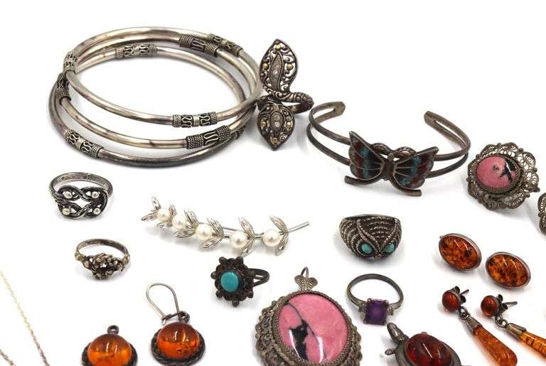 Big Group lot of vintage 925 sterling silver mixed jewelry