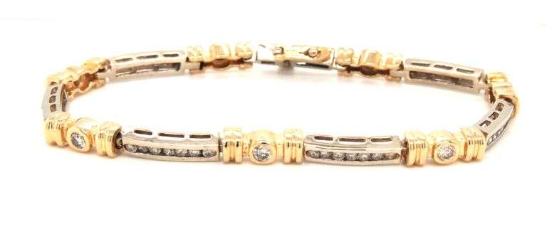 14kt White gold 1.15ctw channel set diamond bracelet