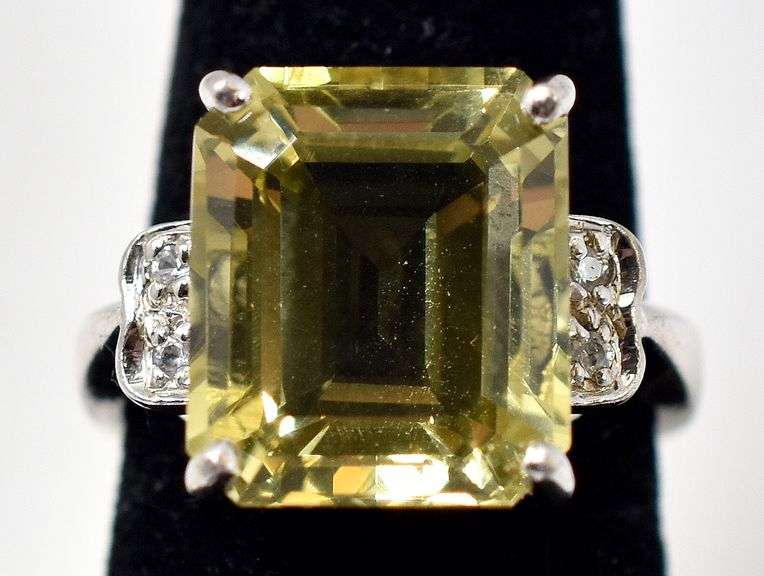 Citrine and CZ Gemstone Ring in Sterling Silver