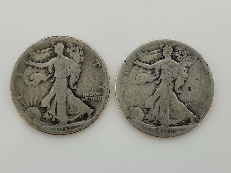 1917 & 1918 D Walking Liberty Half Dollars