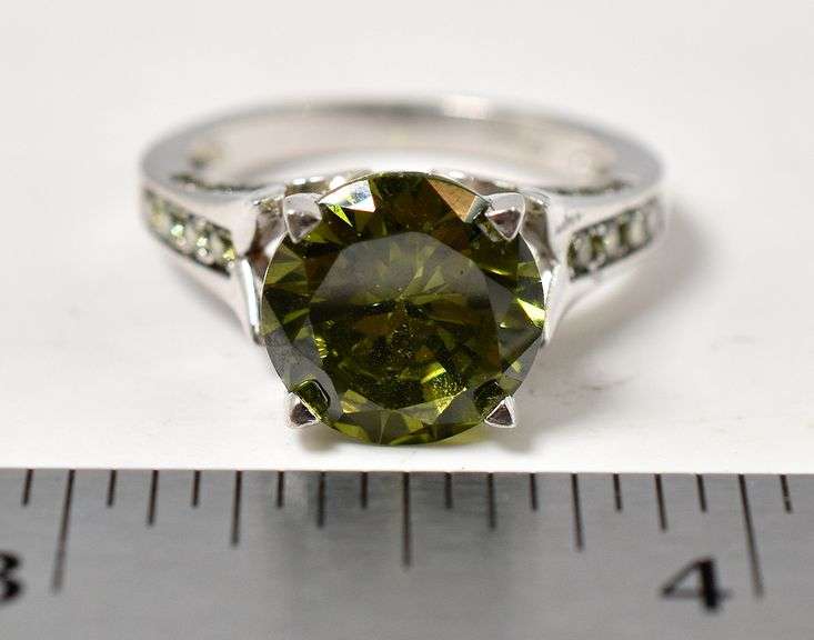Green Gemstone Ring in Sterling Silver